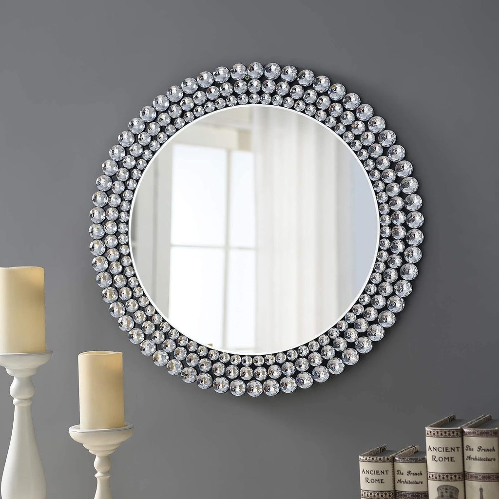 Round Shaped Mirror Crystal Wall Decoration