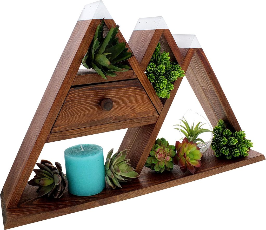 Wooden Mountain Wall Shelf