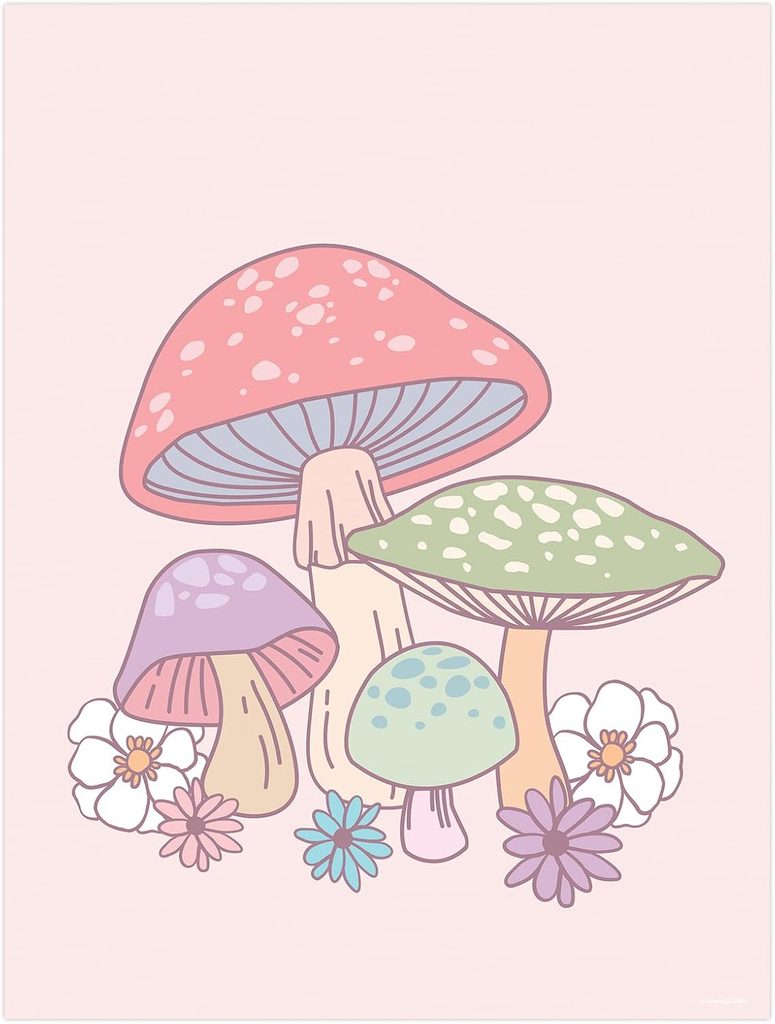 Danish Pastel Mushroom Aesthetic Wall Art