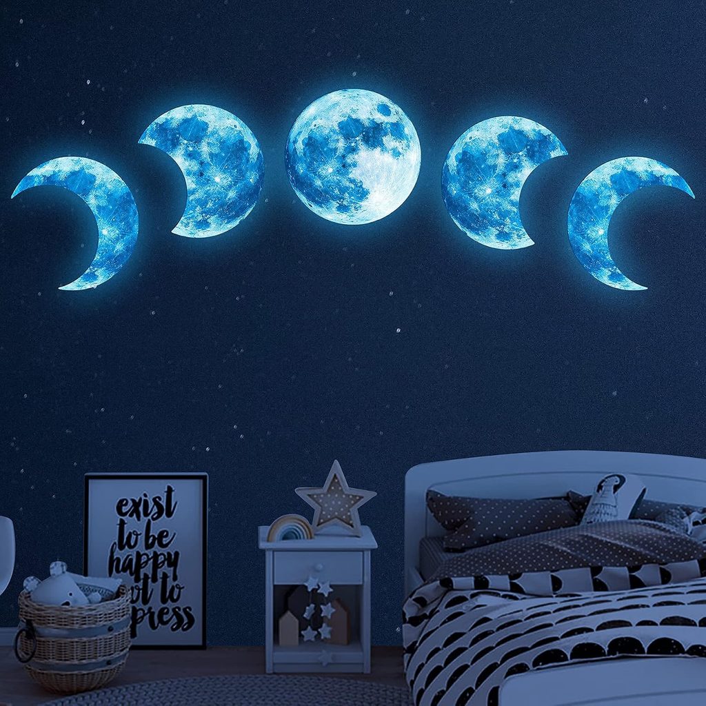 Glow in The Dark Set of Moon Wall Decals