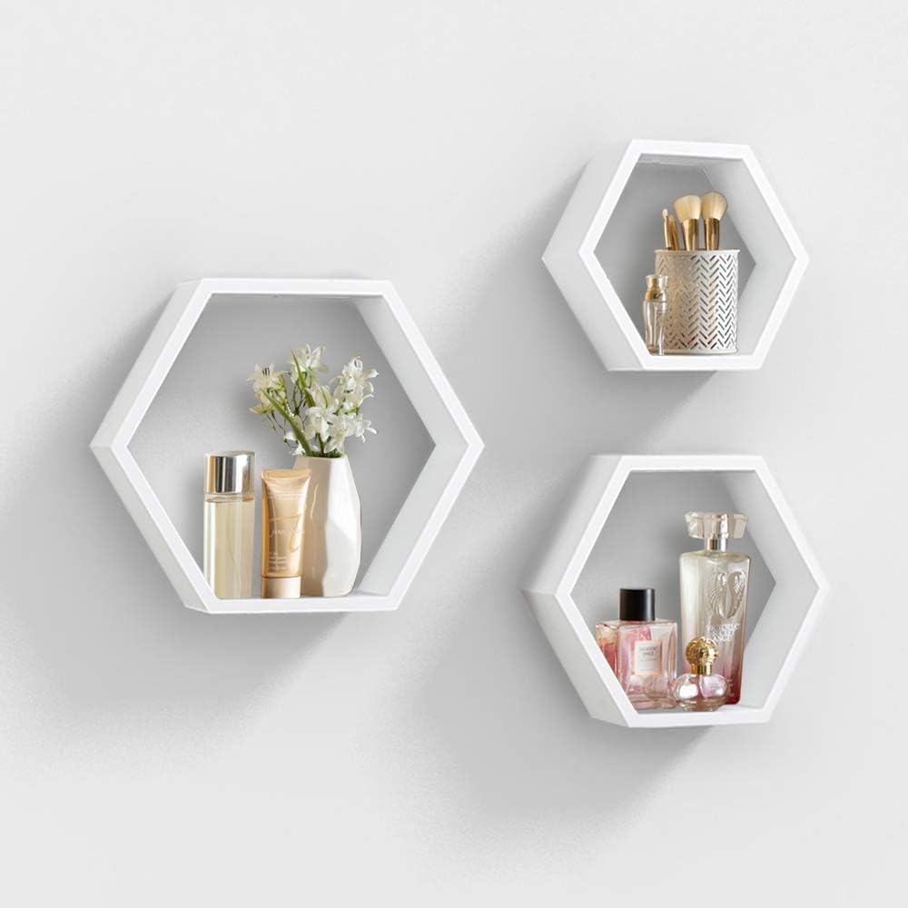 AHDECOR Wall Mounted Hexagon Floating Shelves