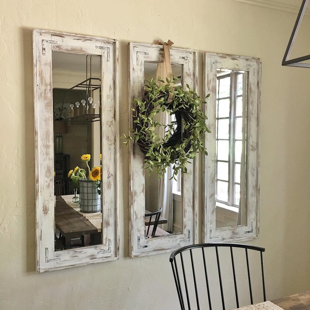 Farmhouse Window Frame with Mirror Wall Decor