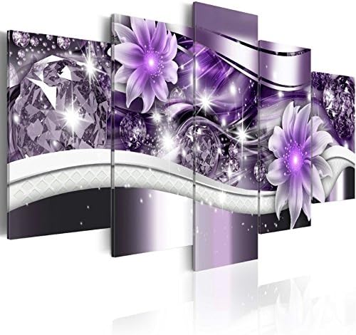 Purple Floral Canvas Print Crystal Wall Art