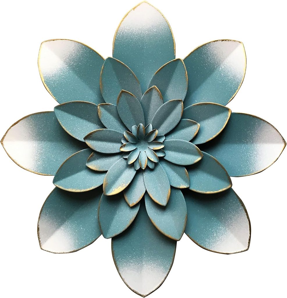 Picfarce Blue Metal Flower Wall Art Decor