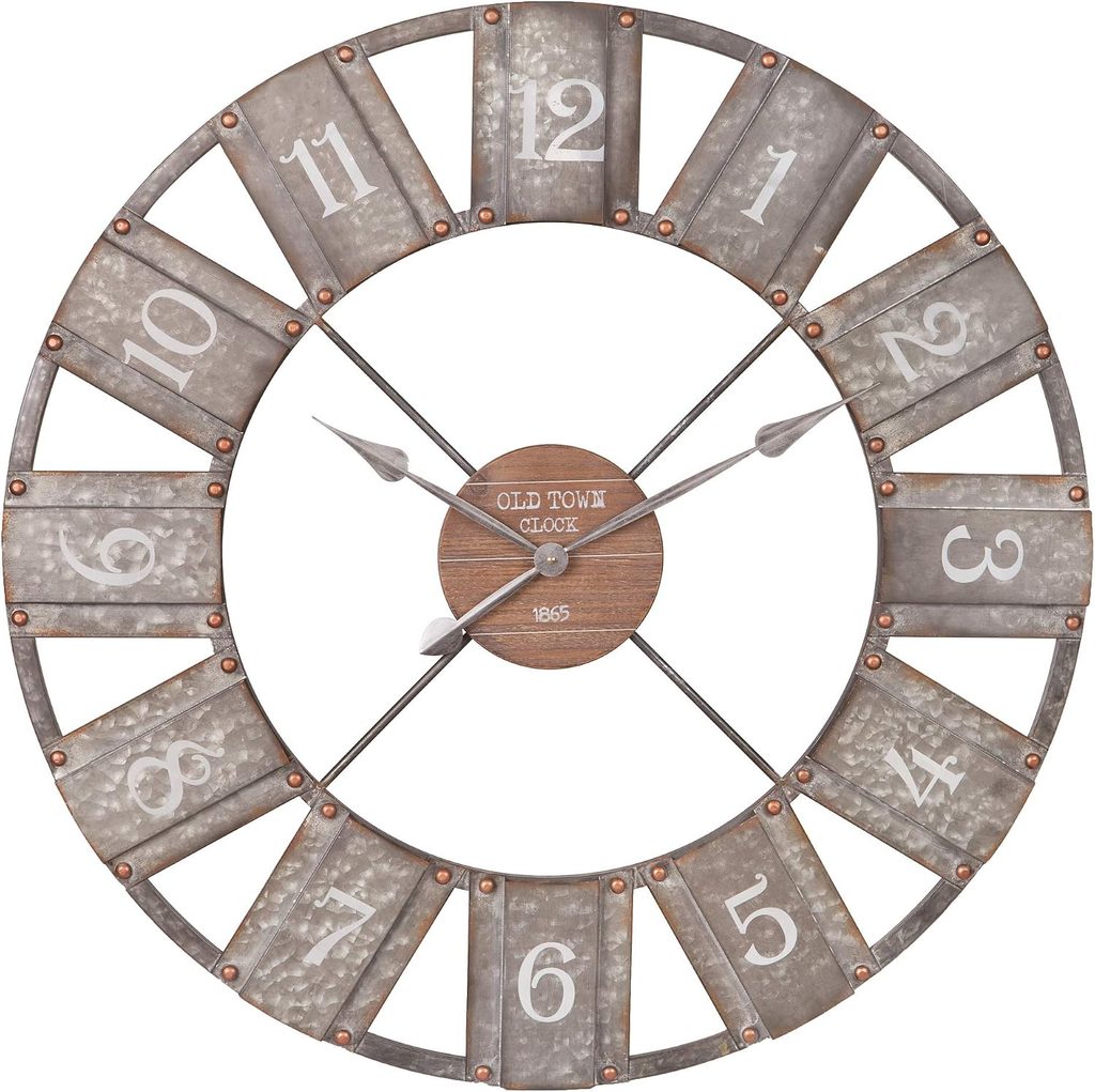 36-inches Large Wood and Metal Windmill Clock