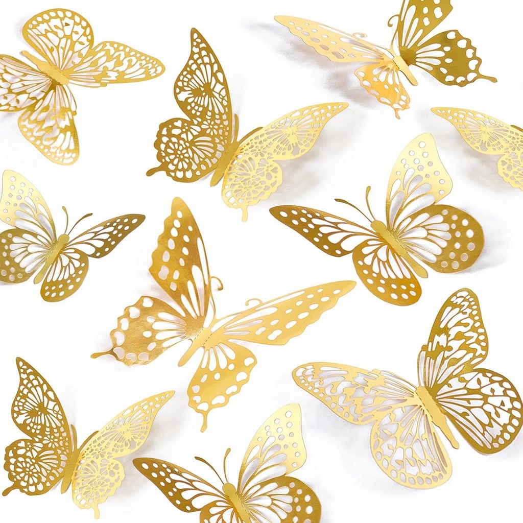 Metallic Gold Butterfly Decals
