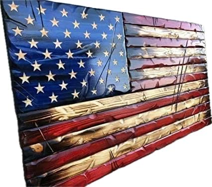 Rustic Wooden Battle Tested American Flag