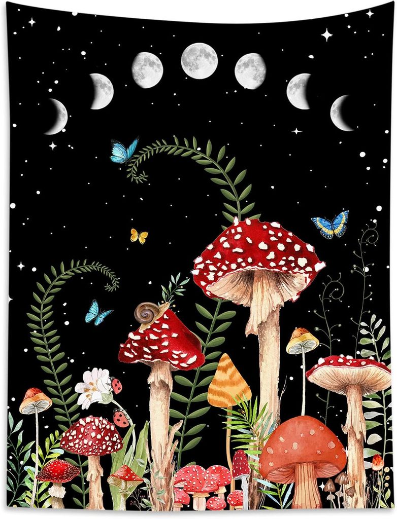 HVEST Mushroom Tapestry Wall Hanging Blanket