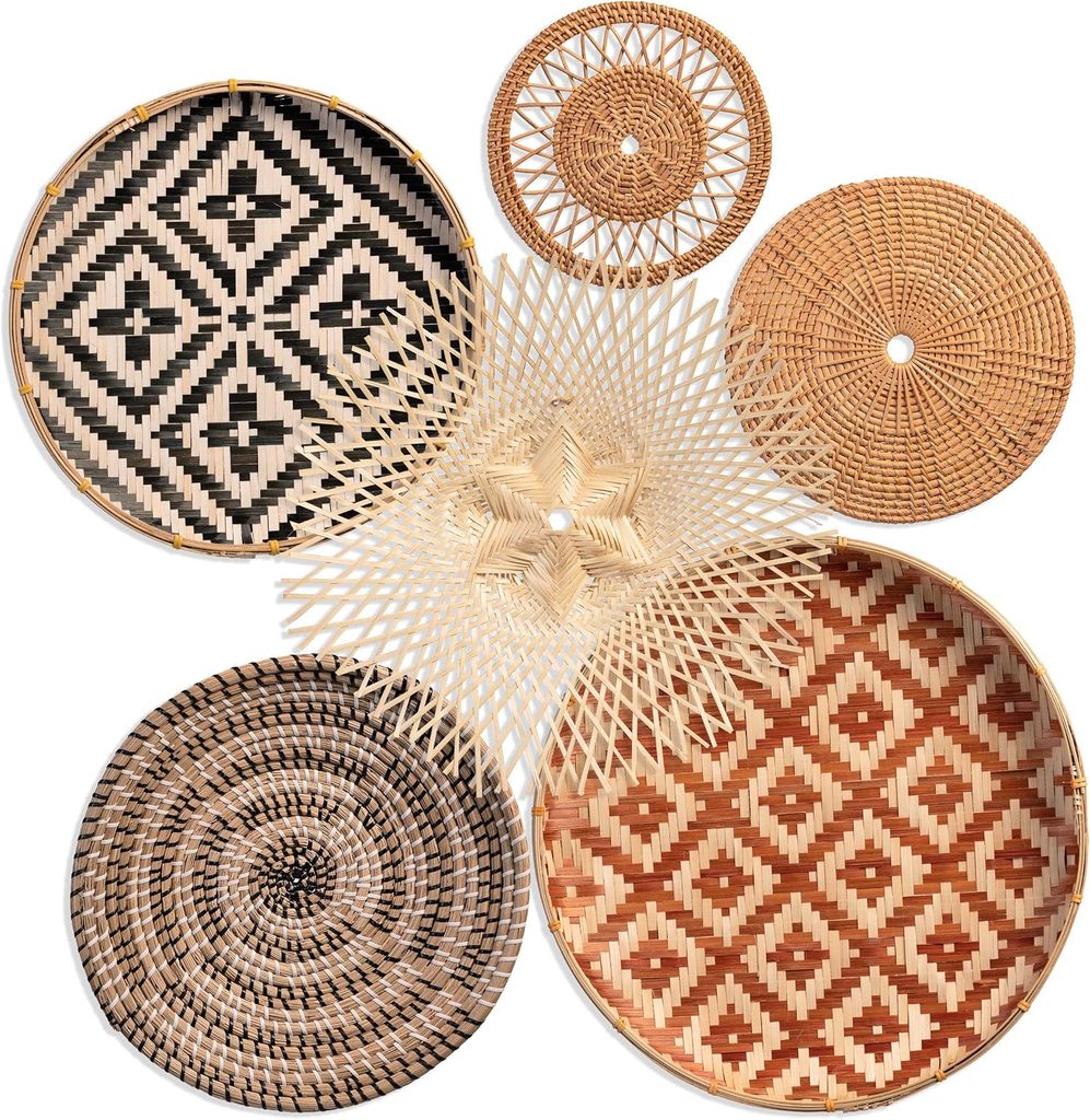 Hanging African Rattan Basket Wicker Wall Decor