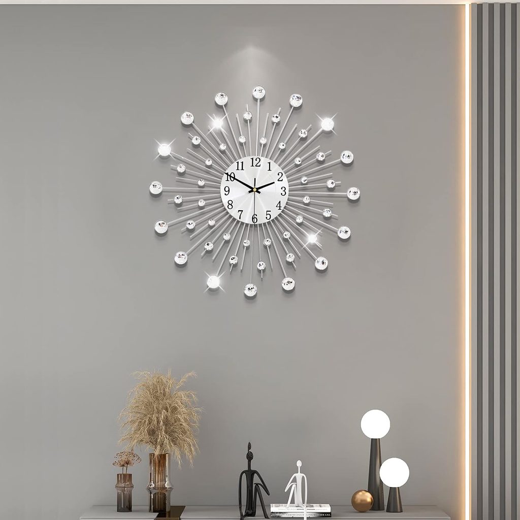 Large Modern Wall Clock with Crystal