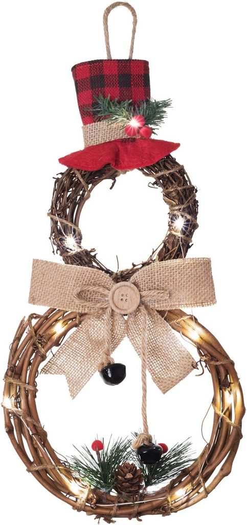 Lighted Christmas Snowman Wreath Wall Decor