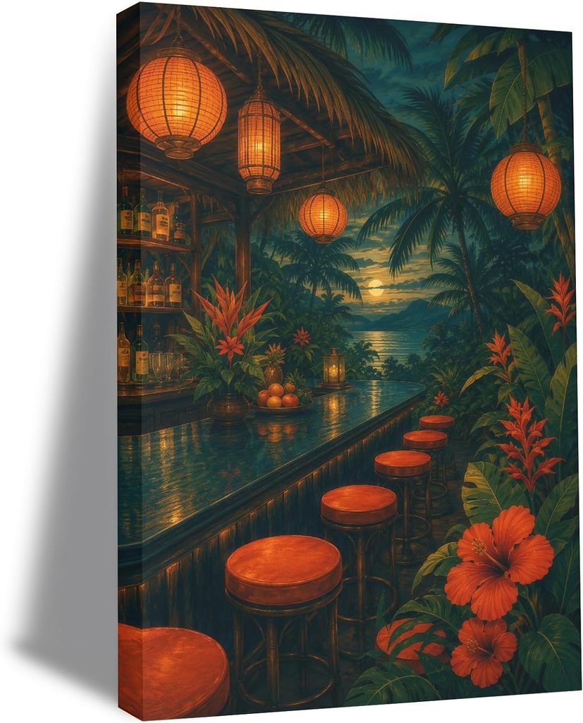 Tiki Lounge Custom Bar Art Poster