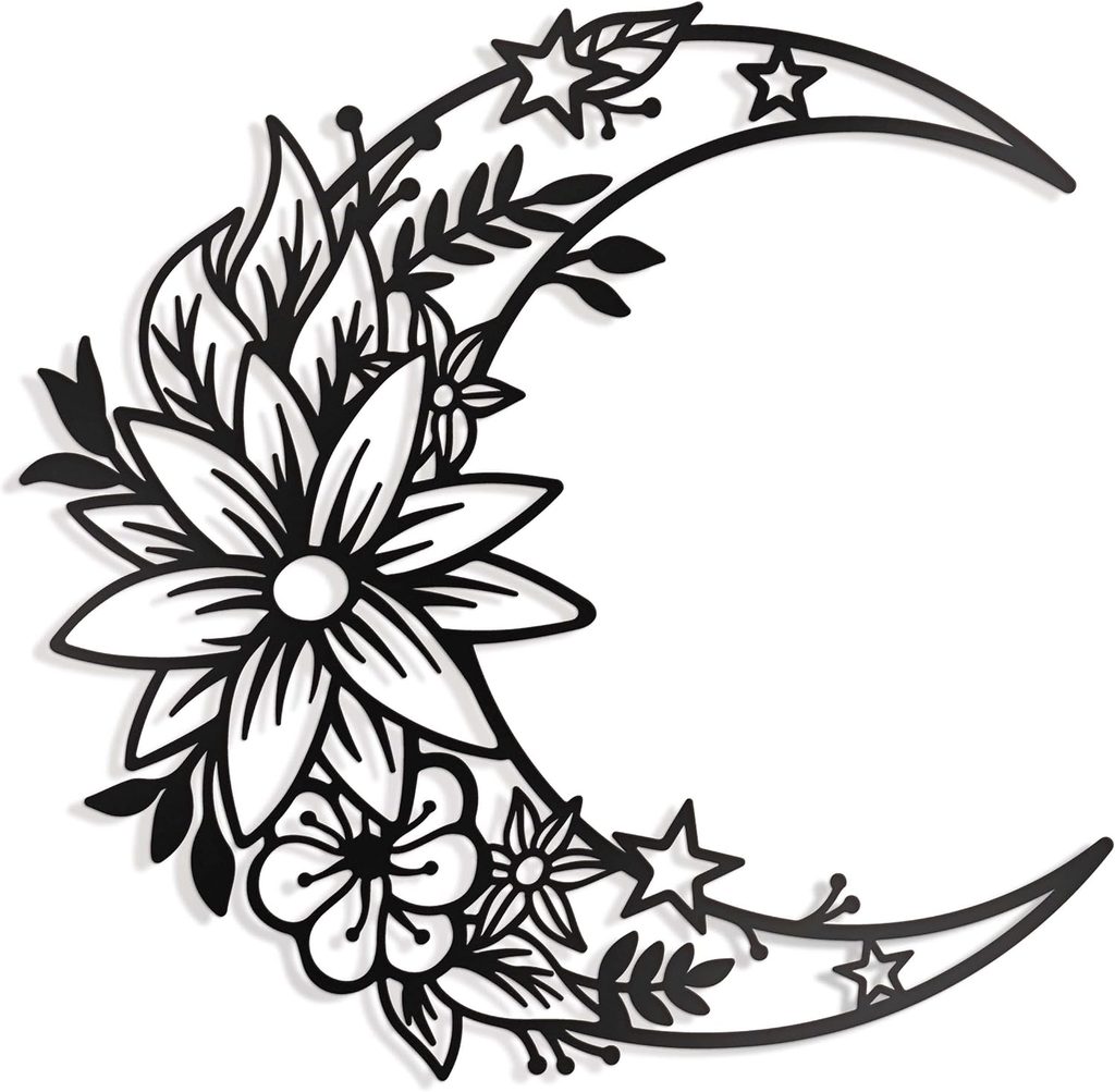 Floral Metal Moon Wall Decor