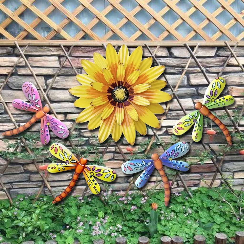 XIUDEEN Metal Flowers Outdoor Wall Decor