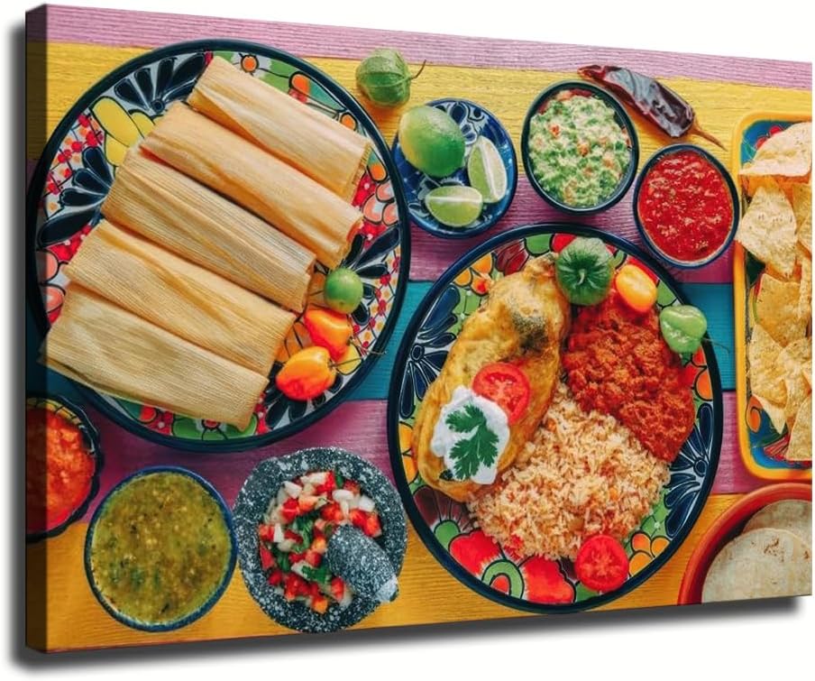 Mexican Tacos and Rice Canvas Wall Art