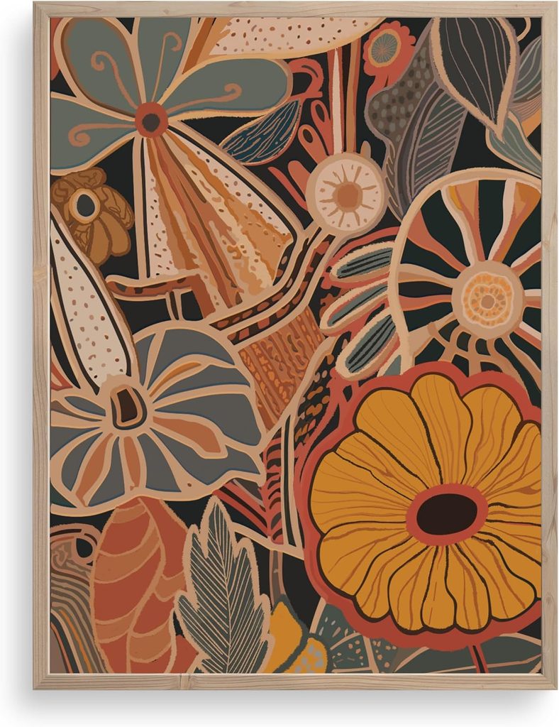 TwoDays Mid Century Modern Flowers Bouquet Wall Art