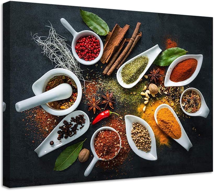 Colorful Spice on Spoon Wall Art Design For Restaurant