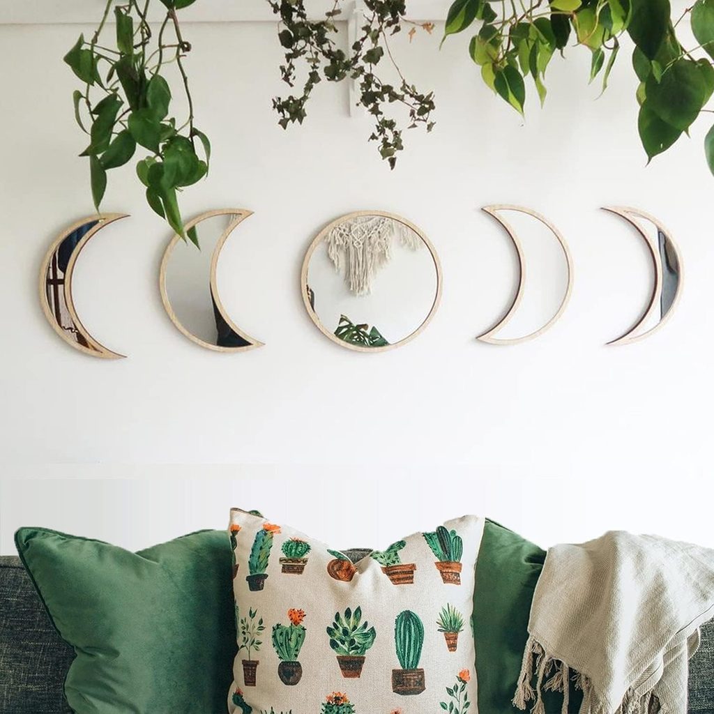 5 Piece of Moon Phase Mirror Set Wall Decor