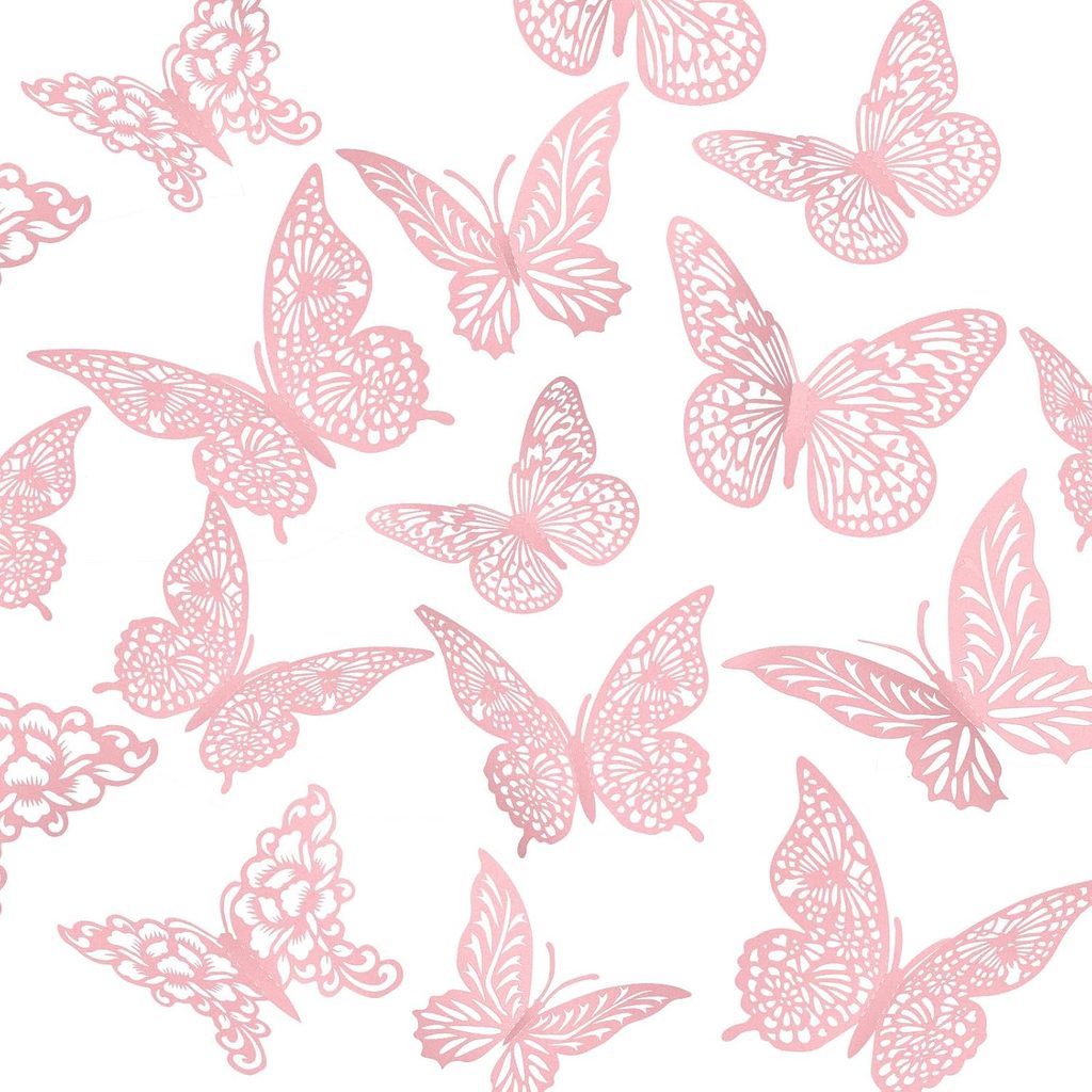 Removable 3D Butterfly Pink Mural Wall Stickers