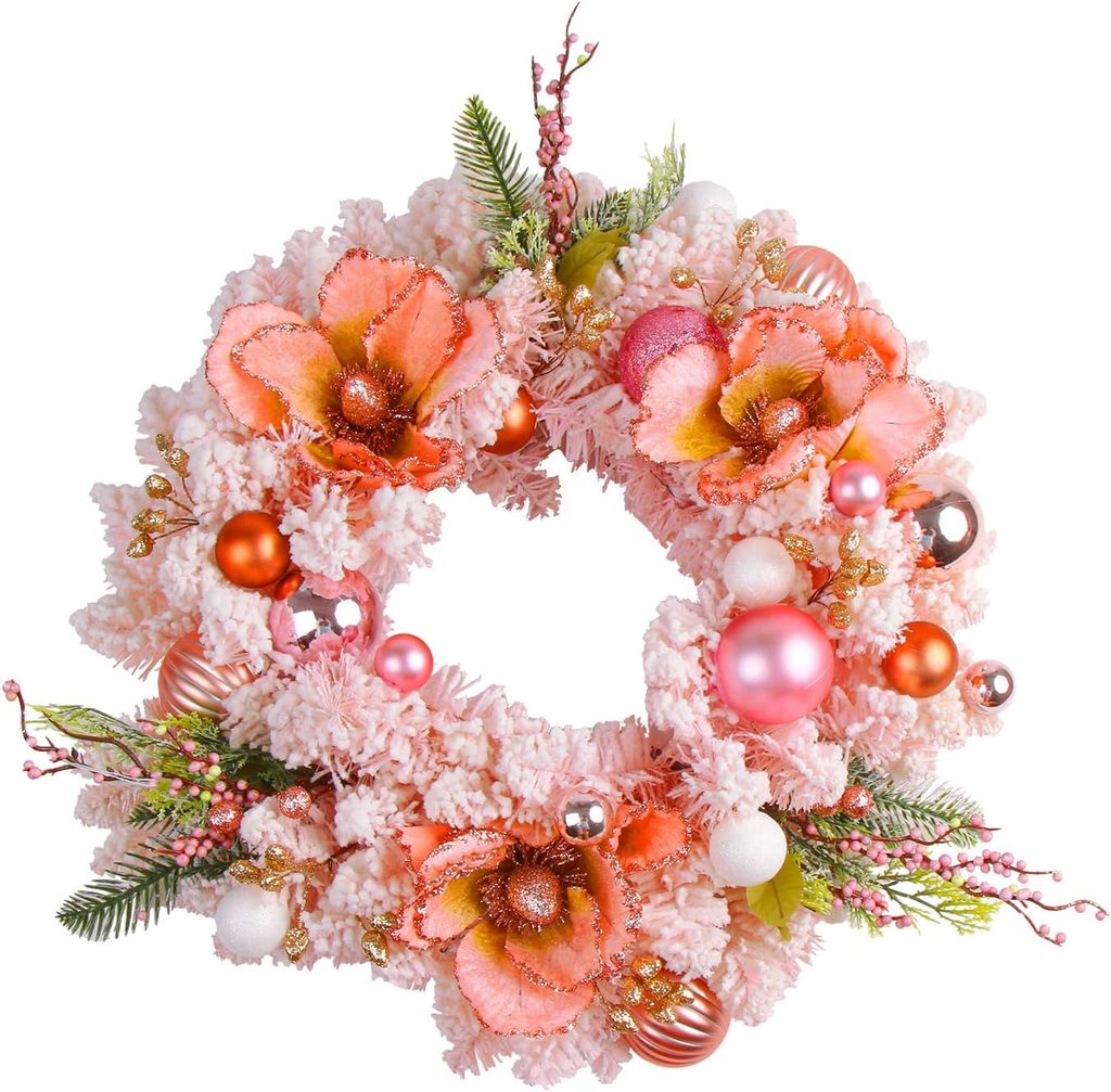 Pink Christmas Wreath LED Light for Wall Decor