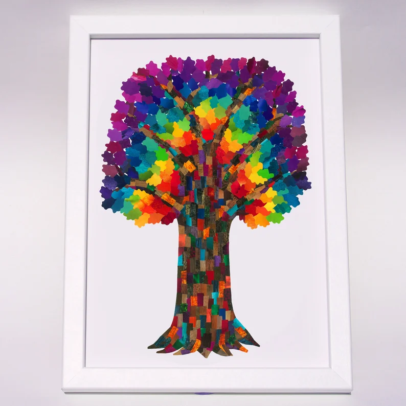 Framed Rainbow Tree Wall Decoration