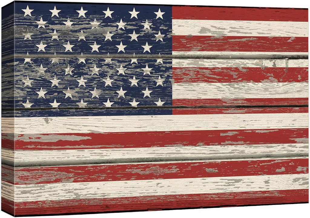 Wall26 Canvas US Flag on Vintage Wood