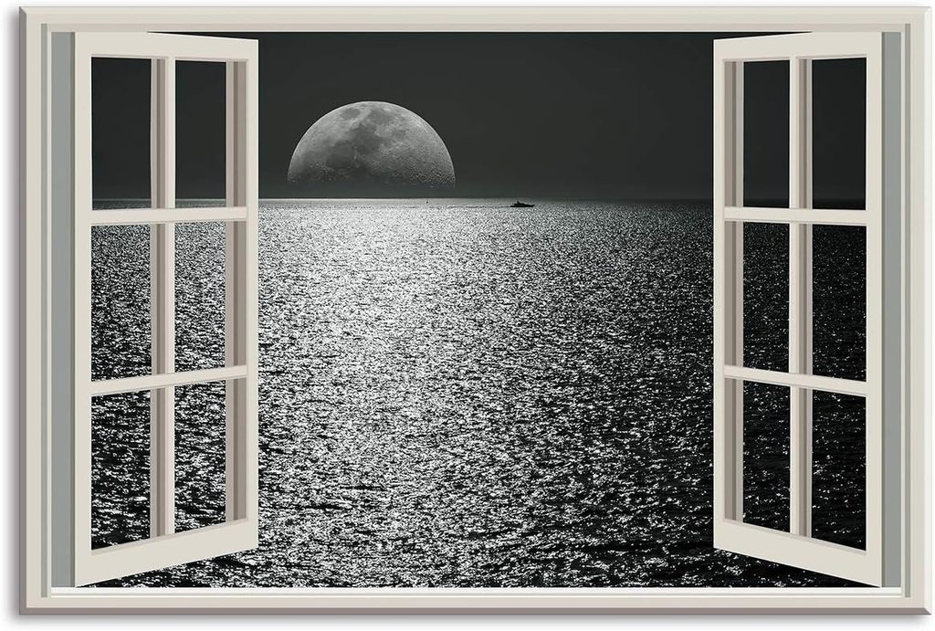 Full Moon Painting Wall Decor with Canvas
