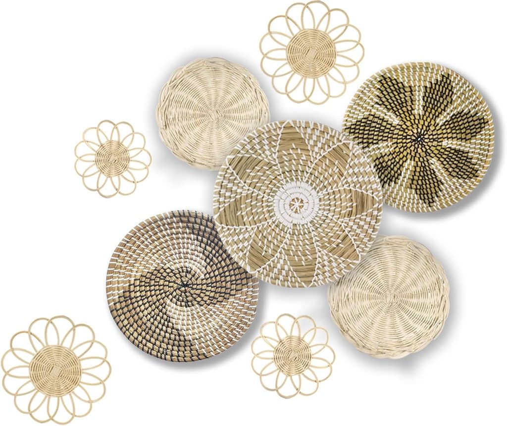 Handcrafted Rattan Baskets Wall Decor