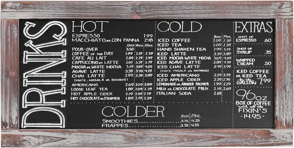 Chalkboard Sign Wooden Wall Frame