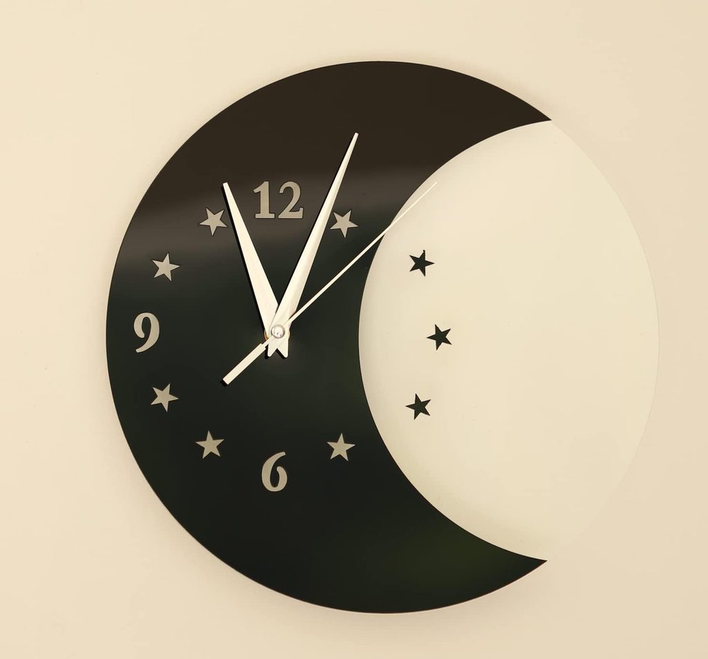 Crescent Moon Clock Gothic Wall Decor