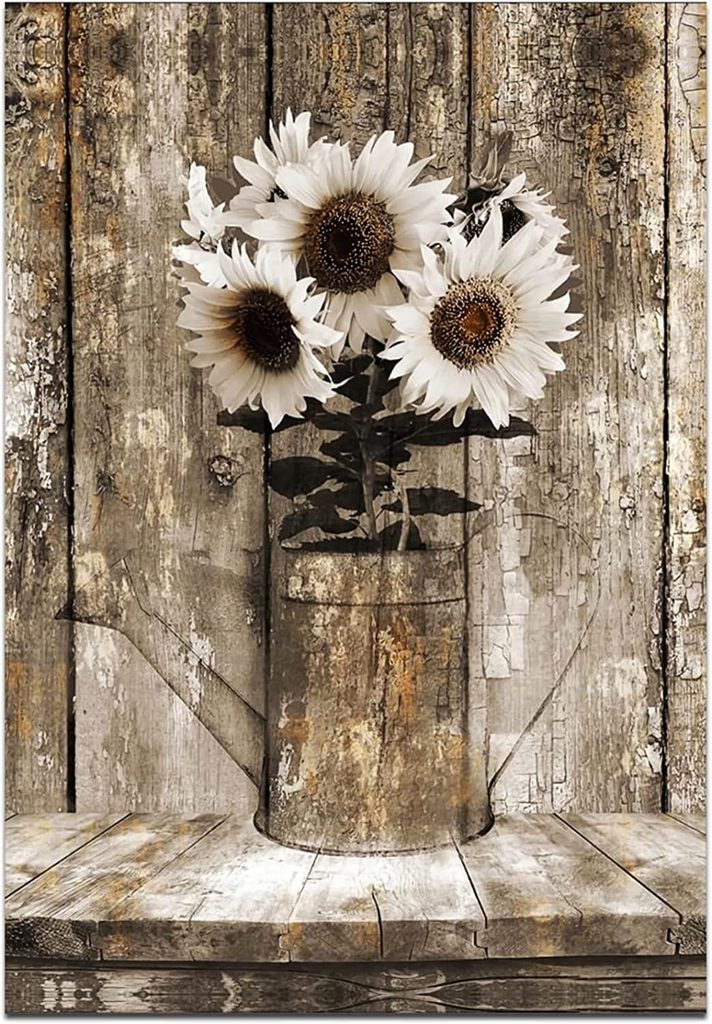 Faizash Rustic Floral Canvas Wall Art