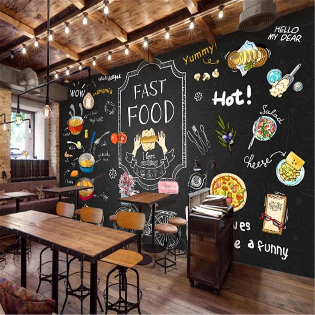 Restaurant Wall Art with Wallpaper