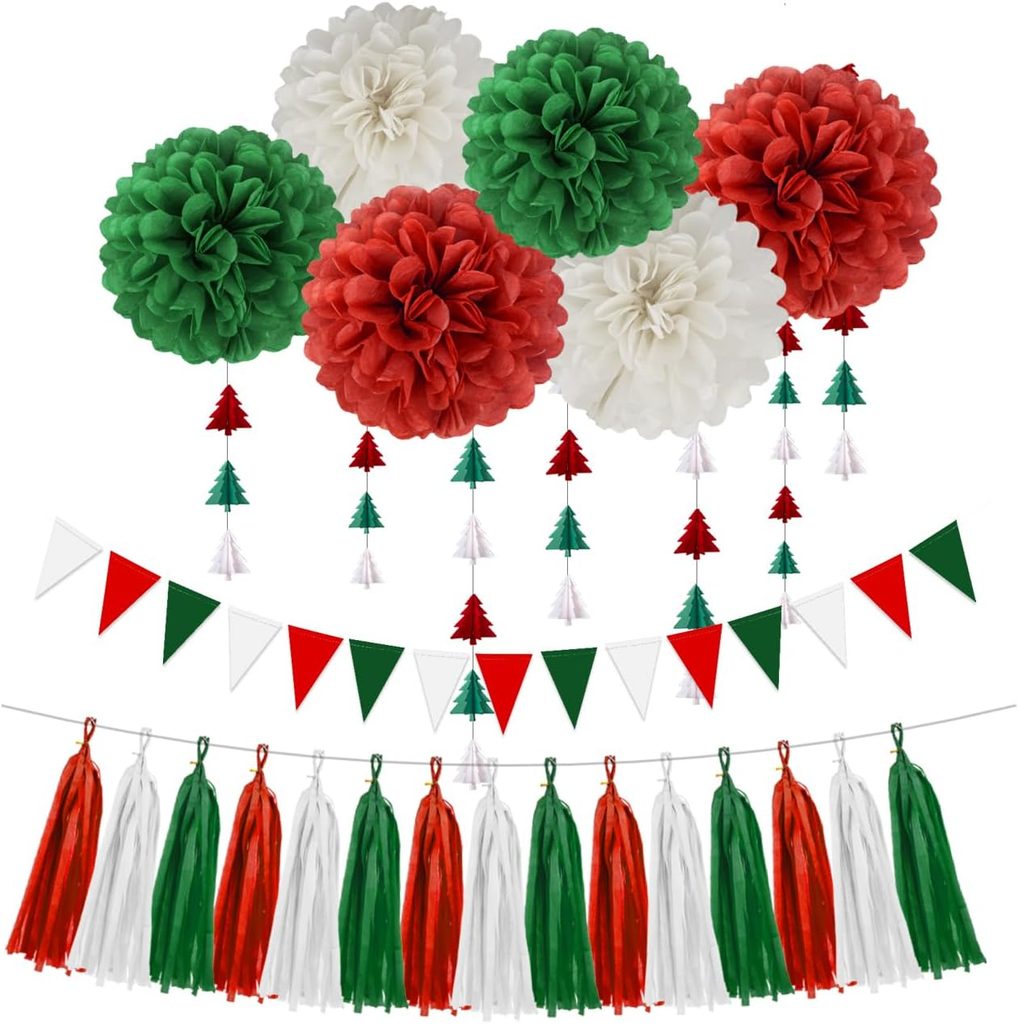 Tissue Paper Flowers Tassel Xmas Wall Decor